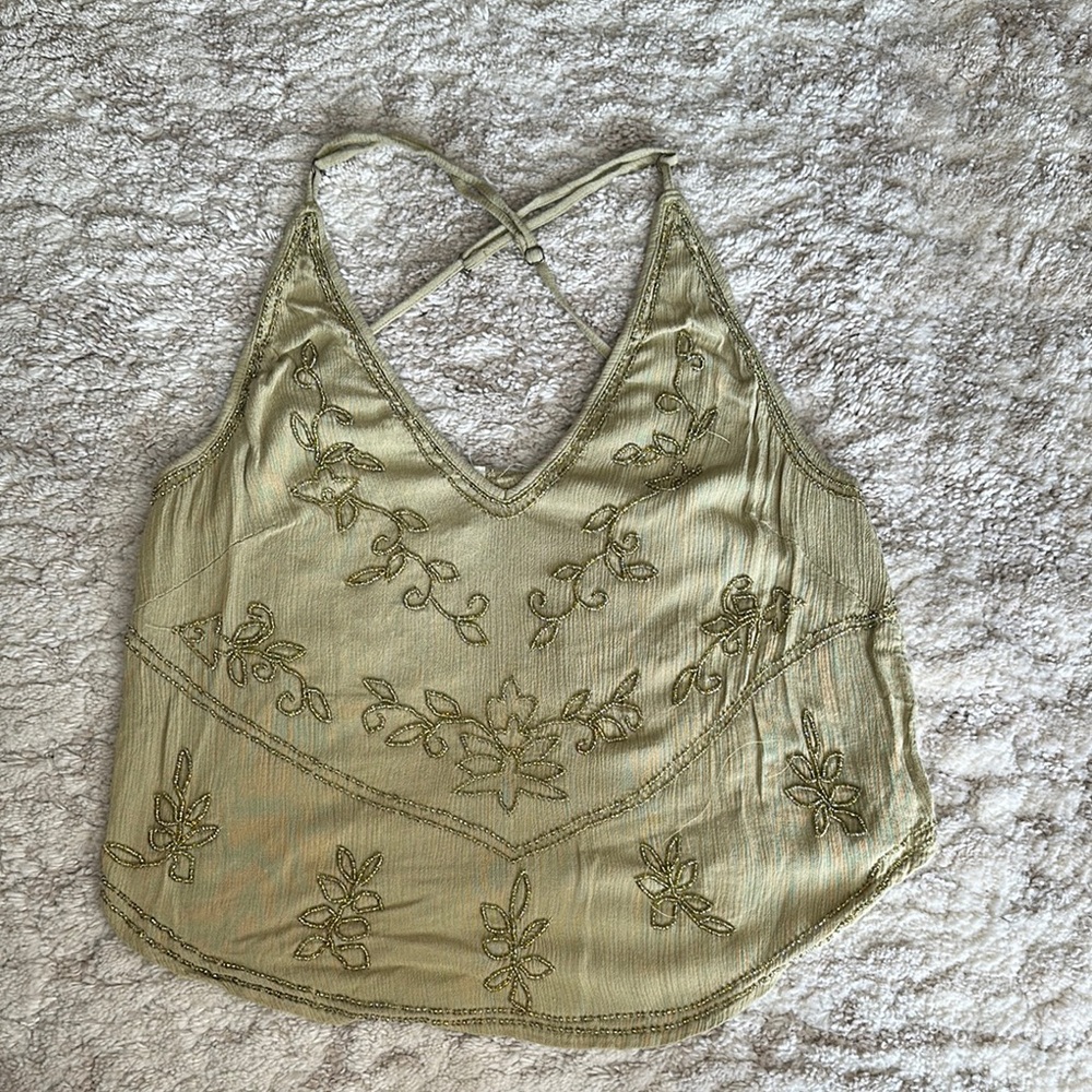 Free People Bead Embroidered Tank Top